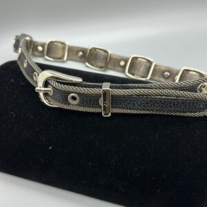 Donna Kay Vintage Black Leather and Mesh Metal Concho Belt- Small -27”